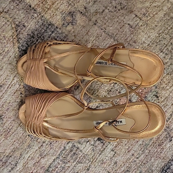 Manolo Blahnik Rose Gold Strappy Heels - Picture 4 of 7